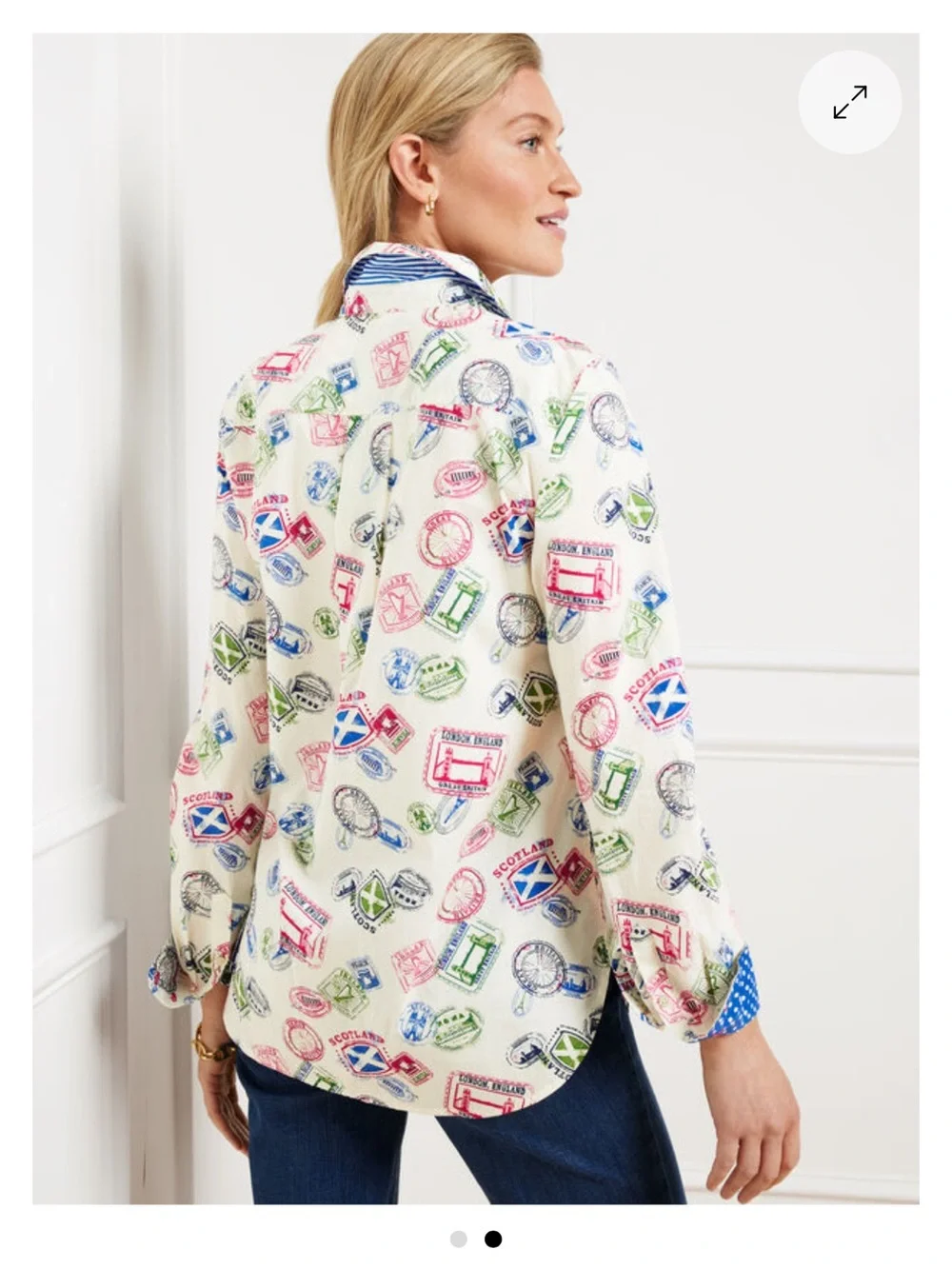Talbots Modern Classic Shirt in Passport Stamps L - Picture 3 of 13